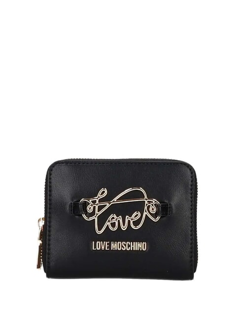 LOVE MOSCHINO LOGO ITALICS Zip Around Wallet Black - Women’s Wallets