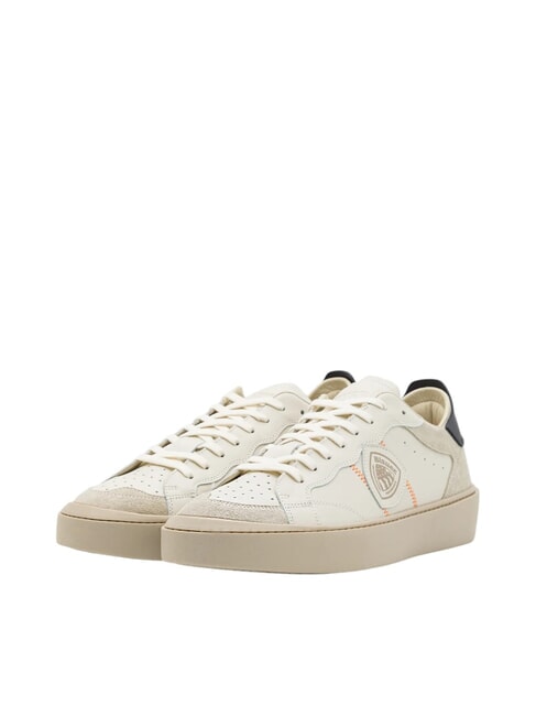 BLAUER STATEN Leather sneakers white/navy - Men’s shoes