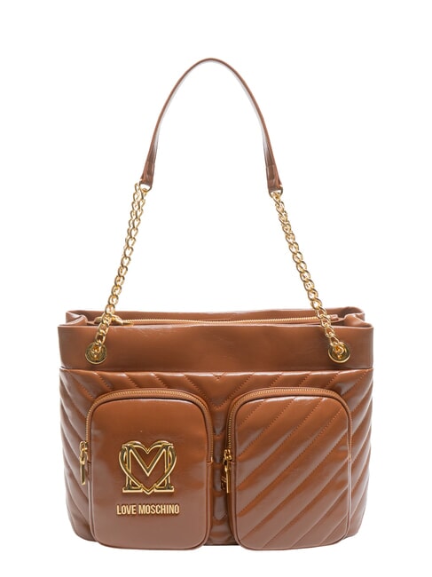 LOVE MOSCHINO CITY POCKETS Quilted shopping bag walnuts - Women’s Bags