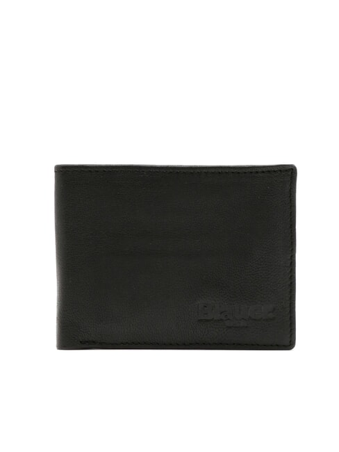 BLAUER FIRSTCLASS Leather wallet with flap and coins BLACK - Men’s Wallets