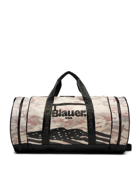 BLAUER AMERICAN Large duffel bag with shoulder strap beige camouflage - Duffle bags