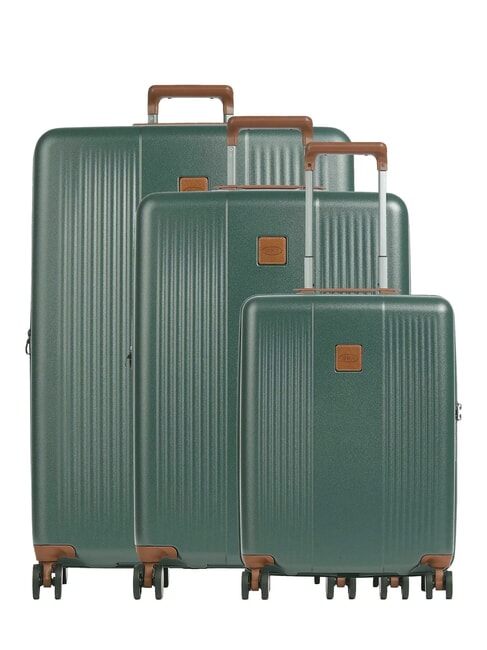 BRIC’S FERRARA Set of 3 trolleys: cabin, medium and large expandable green - Trolley Set