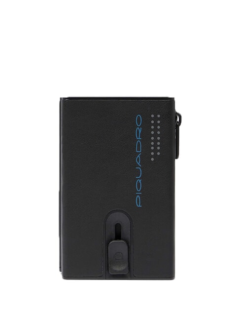 PIQUADRO URBAN Compact leather wallet with slider black grigiongr - Men’s Wallets