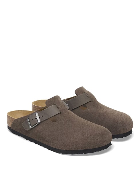 BIRKENSTOCK BOSTON Leather sabot slipper concrete gray - Unisex shoes