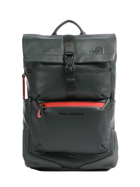 PIQUADRO CORNER 2.0 SPECIALE 15.6" Leather Laptop Backpack GREEN - Laptop backpacks