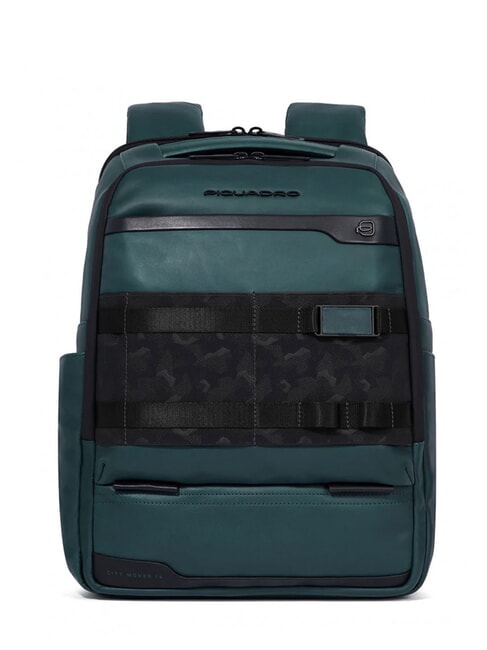 PIQUADRO FXP Leather 14" Laptop Backpack GREEN - Laptop backpacks