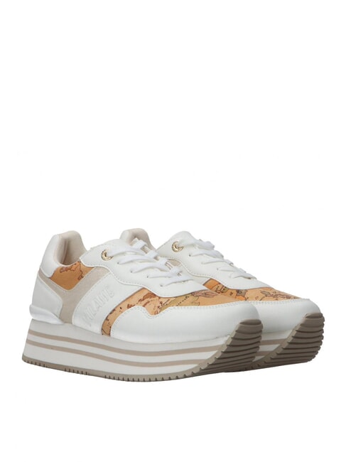 ALVIERO MARTINI PRIMA CLASSE GEO JR Side logo platform sneakers White / Geo Beige - Women’s shoes