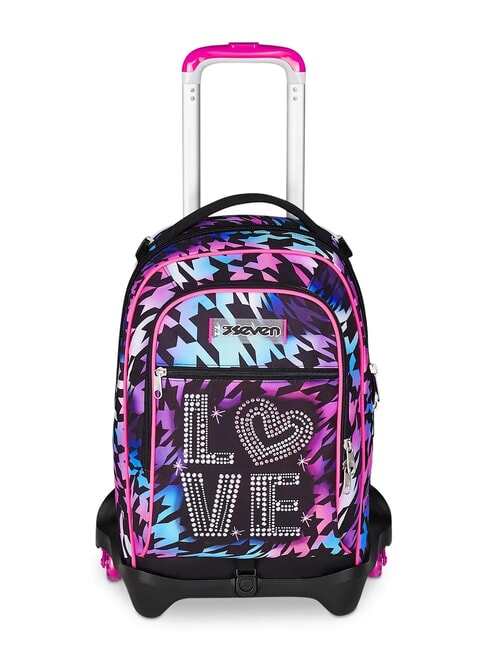 SEVEN GLOW LOVE JACK 3WD Detachable Backpack Trolley, 3 wheels Black - Backpack trolleys