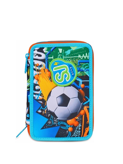 SJGANG TINYPATCH BOY 3 zip pencil case complete with school kit bright turquoise - Cases and Accessories