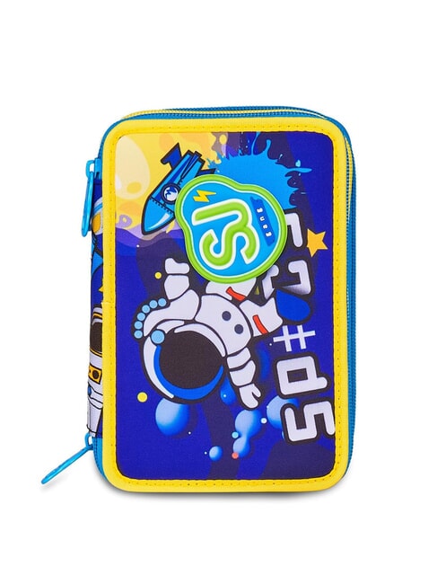 SJGANG FLYROCKET BOY 3 zip pencil case complete with school kit fluorescent yellow - Cases and Accessories