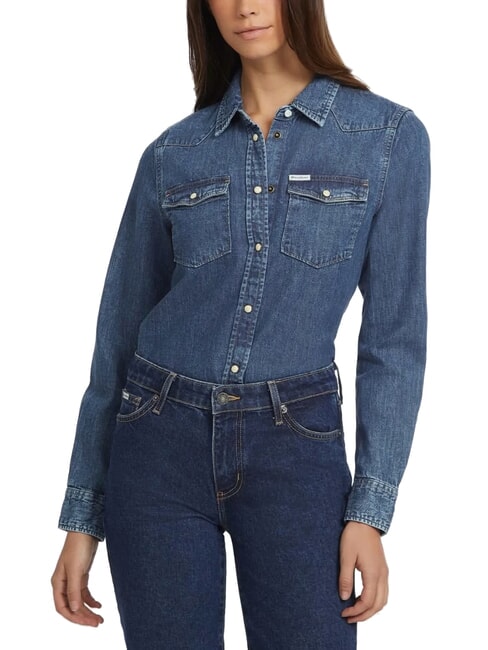 GUESS JEANS SLIM DENIM Long sleeve denim shirt gj dark wash - Shirts