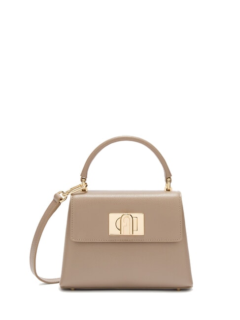 FURLA 1927 Handbag, with shoulder strap, in leather gray stucco - Women’s Bags