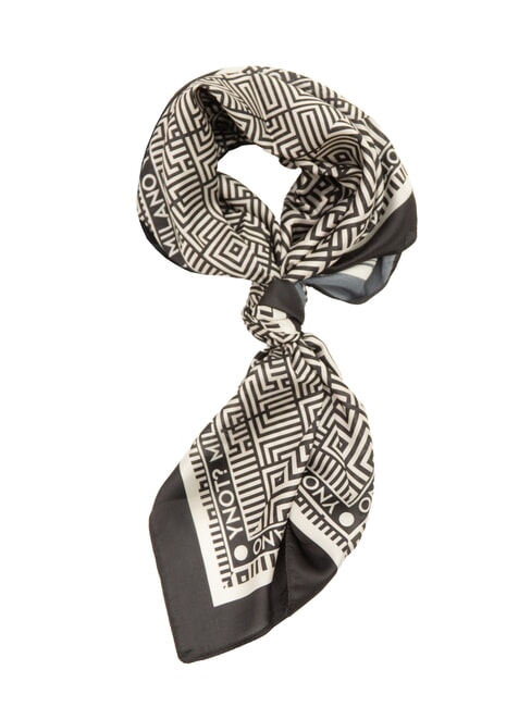YNOT STAMPA ALL OVER Square silk scarf black - Scarves