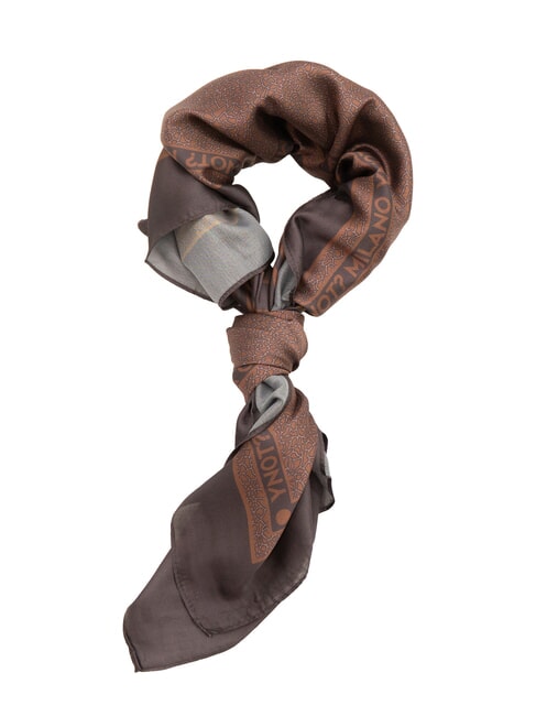 YNOT STAMPA ALL OVER Square silk scarf bronze - Scarves