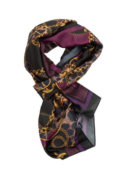 YNOT STAMPA ALL OVER Rectangular silk scarf leo chain - Scarves