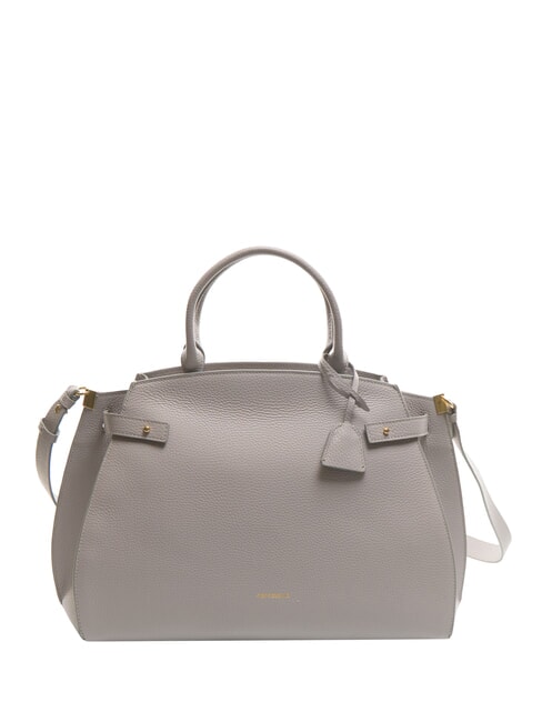 COCCINELLE KLICHE Hammered leather handbag light grey - Women’s Bags