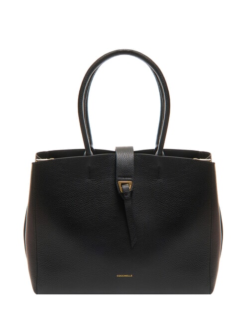COCCINELLE ALBA Hammered leather shoulder bag Black - Women’s Bags