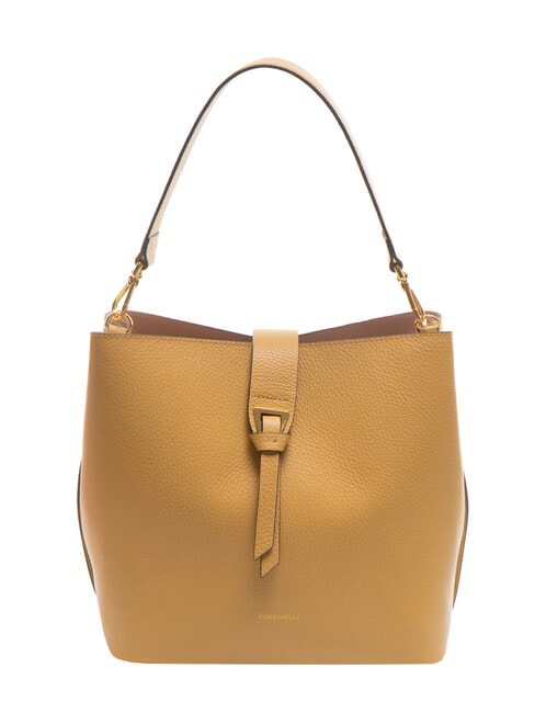 COCCINELLE ALBA Hammered leather shoulder bag fresh beige - Women’s Bags