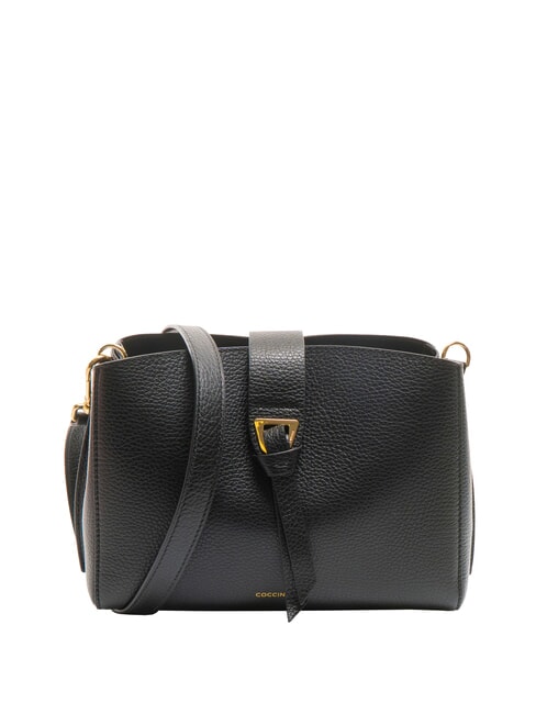 COCCINELLE ALBA Hammered leather shoulder bag Black - Women’s Bags