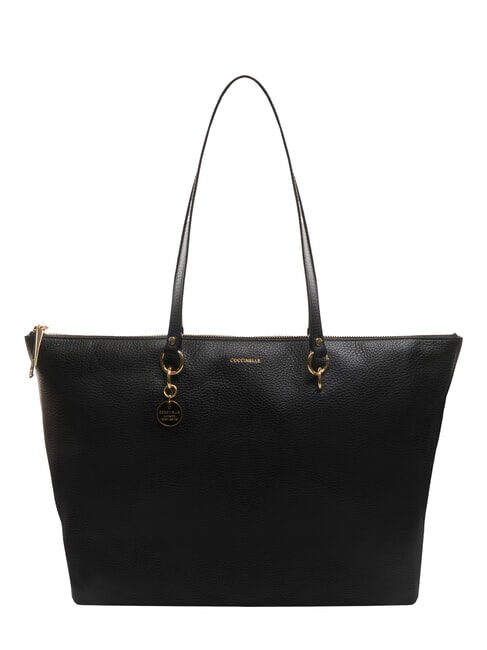 COCCINELLE ALPHA Hammered leather shopping bag Black - Women’s Bags