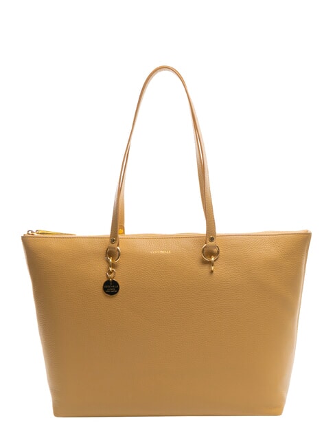 COCCINELLE ALPHA Hammered leather shopping bag fresh beige - Women’s Bags