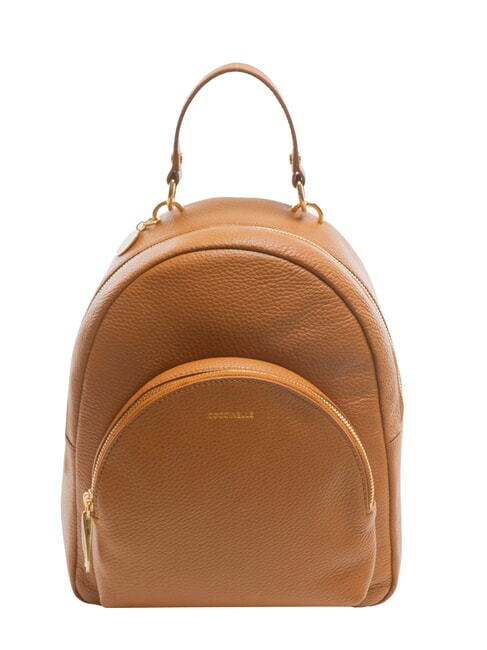 COCCINELLE ALPHA Hammered leather backpack with pocket CUIR - Women’s Bags