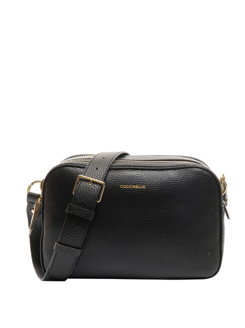 COCCINELLE ALPHA Hammered leather camera case bag Black - Women’s Bags