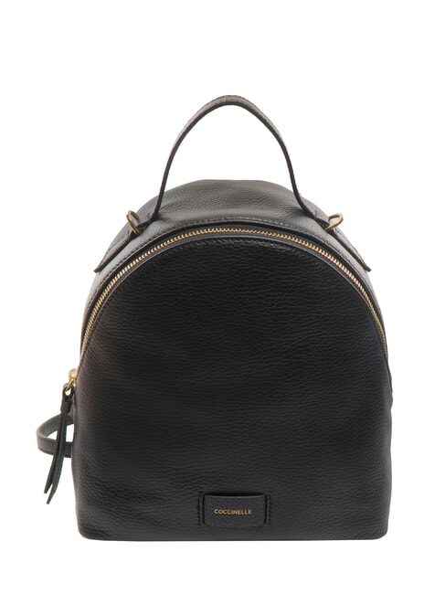 COCCINELLE VOILE Mini backpack in hammered leather Black - Women’s Bags
