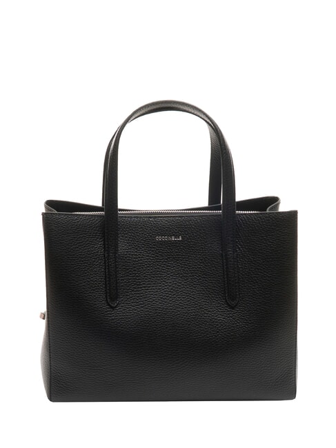 COCCINELLE SWAP Hammered Leather Tote Bag Black - Women’s Bags