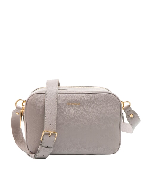 COCCINELLE ALPHA Hammered leather camera case bag light grey - Women’s Bags
