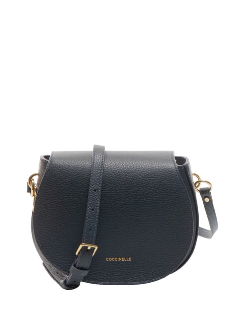 COCCINELLE ALPHA Hammered leather mini shoulder bag midnight blue - Women’s Bags