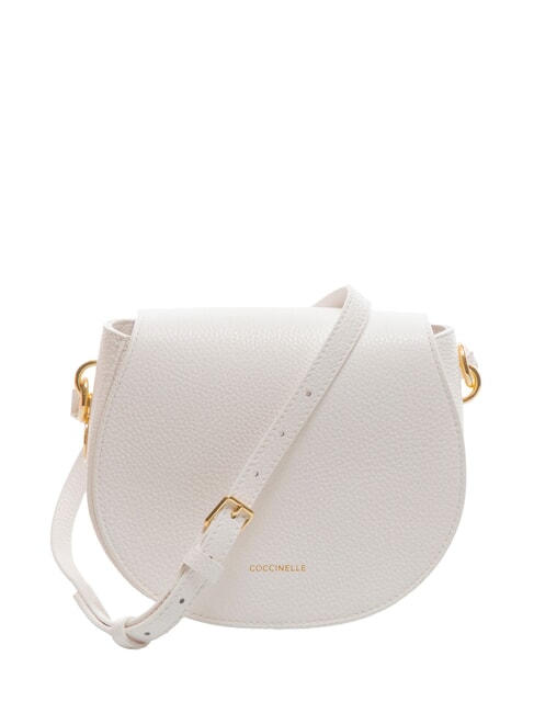 COCCINELLE ALPHA Hammered leather mini shoulder bag brilliant white - Women’s Bags