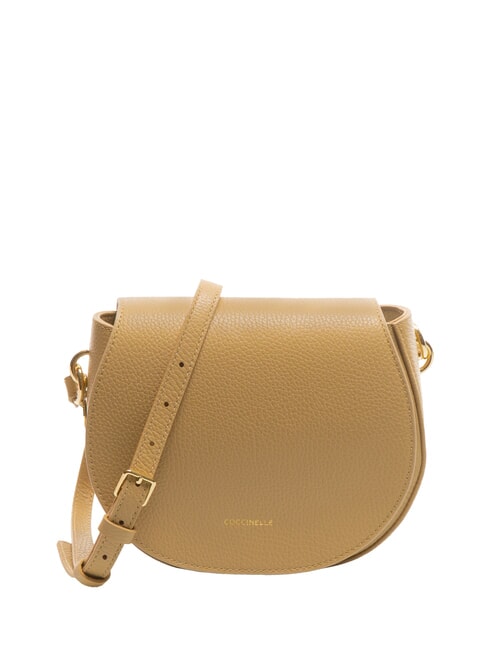 COCCINELLE ALPHA Hammered leather mini shoulder bag fresh beige - Women’s Bags