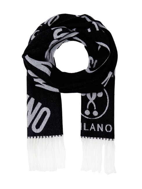 MOSCHINO JACQUARD Scarf with fringes black - Scarves