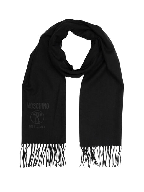 MOSCHINO BASIC Wool scarf with fringes black - Scarves