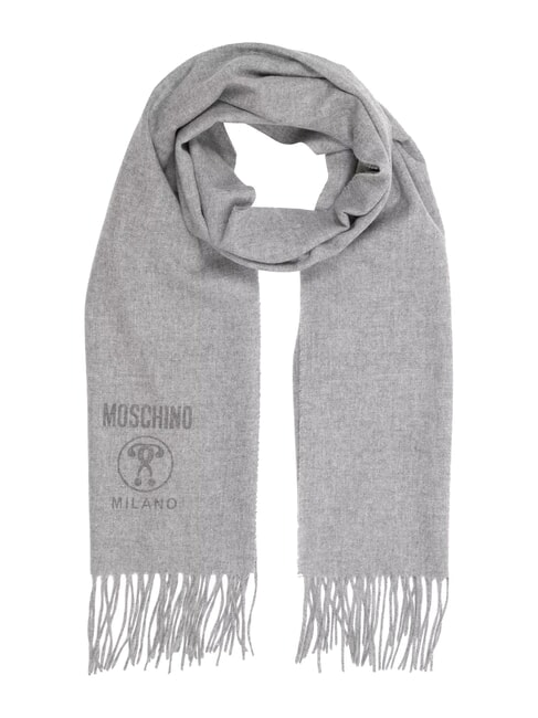 MOSCHINO BASIC Wool scarf with fringes light grey - Scarves