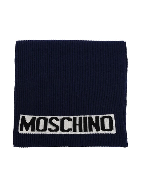 MOSCHINO LOGO Ribbed scarf blue - Scarves