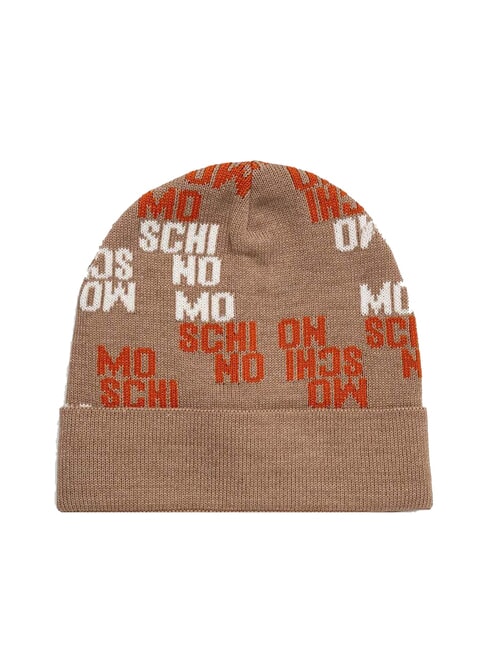 MOSCHINO LOGO BICOLOR Cuffed hat beige - Hats