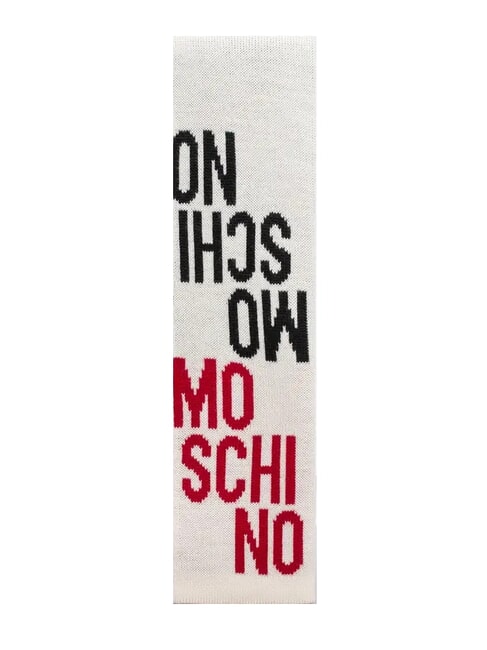 MOSCHINO LOGO BICOLOR Wool blend scarf cream - Scarves