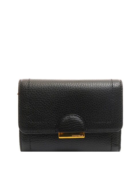 COCCINELLE TALEA Medium hammered leather wallet Black - Women’s Wallets