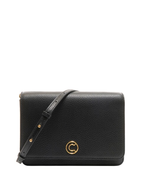 COCCINELLE TULIP Hammered leather shoulder bag Black - Women’s Bags