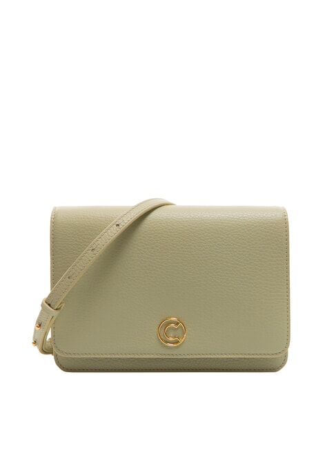 COCCINELLE TULIP Hammered leather shoulder bag celadon green - Women’s Bags