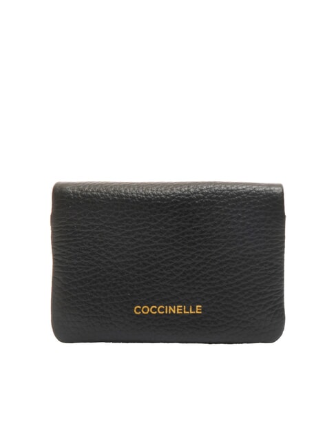 COCCINELLE SOFTY Hammered leather card holder Black - Women’s Wallets