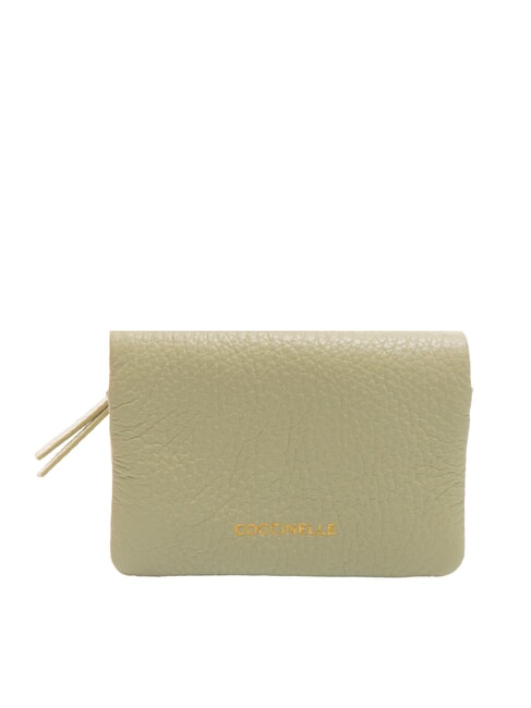 COCCINELLE SOFTY Hammered leather card holder celadon green - Women’s Wallets