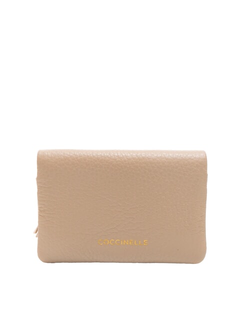 COCCINELLE SOFTY Hammered leather card holder powder pink - Women’s Wallets