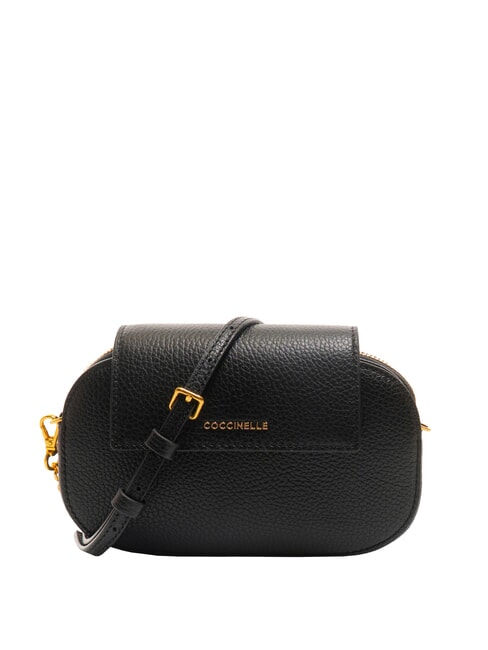 COCCINELLE FAINT Hammered leather mini bag Black - Women’s Bags