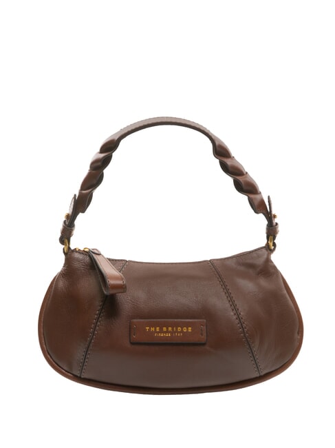 THE BRIDGE BRIGIDA Small leather shoulder bag BROWN - Women’s Bags