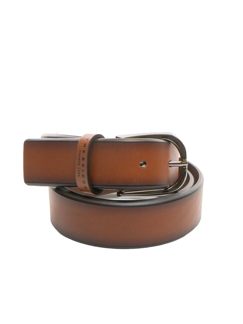 THE BRIDGE BRUNELLESCHI Shortenable leather belt Brown / Ruthenium - Belts