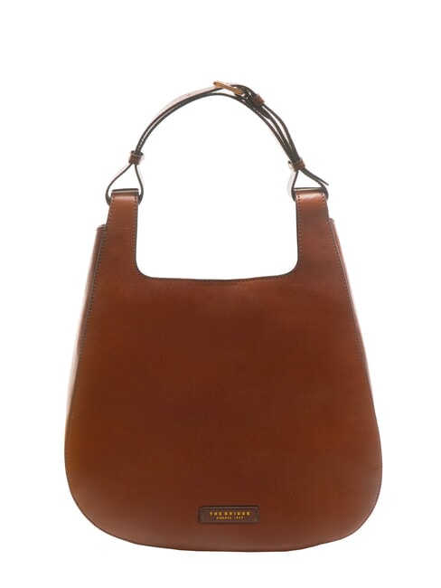 THE BRIDGE LUCIA Leather Hobo Shoulder Bag BROWN - Women’s Bags