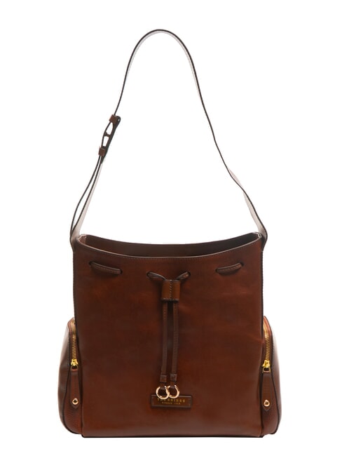 THE BRIDGE CARLOTTA Leather satchel bag with pockets BROWN - Women’s Bags